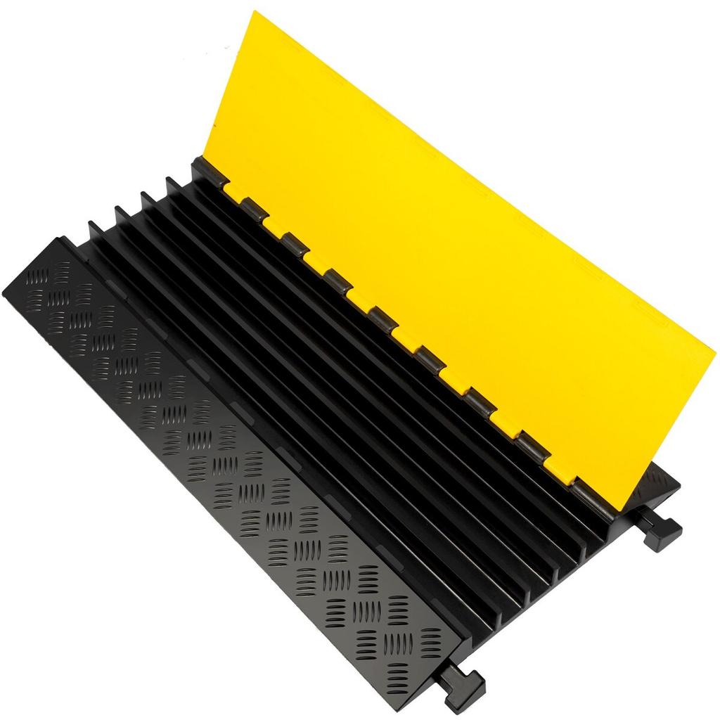 5 Channel Rubber Cable Protectors Extreme Cable Ramps 66000lbs Heavy Duty 5 Slots Protective Cable Wire Cord Ramp Driveway Rubber Traffic Speed Bumps
