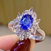 2026 Luxury Prong Setting-Rings for Women with Deep Blue Zircon Stone Anniversary Gift   Wife Micro Paved Middle