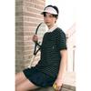 Terry Stripe Short Sleeve Shirt   Black