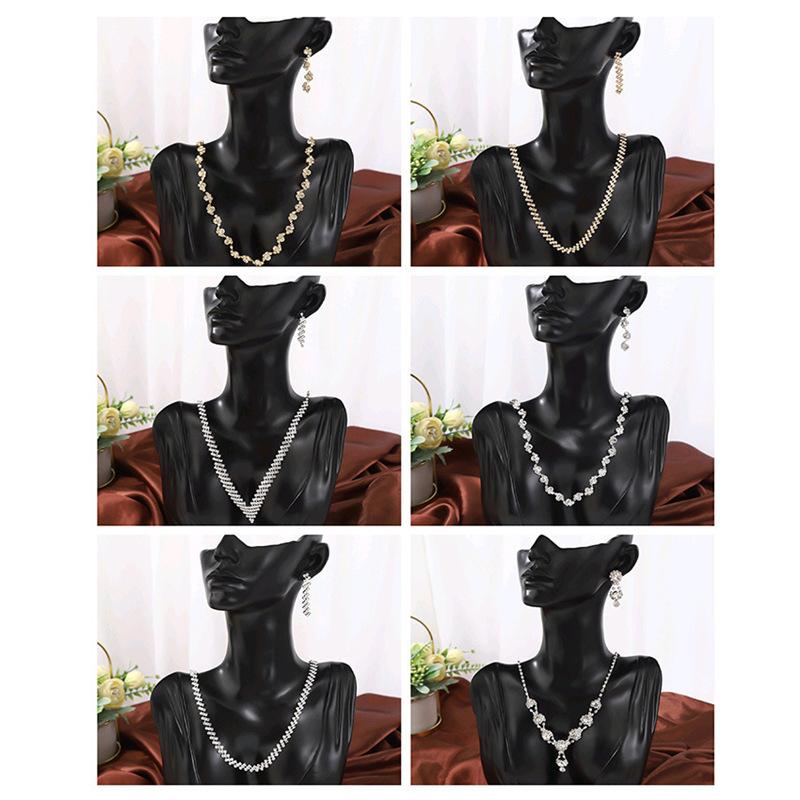 Bridal Claw Chain Jewelry Rhinestone Temperament Diamond Earrings Necklace Set Versatile