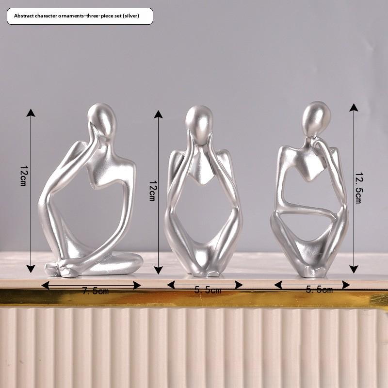 3pcs Mini Abstract Figure Ornaments Home Decor Entrance Decoration Living Room Model Room Creative Resin Crafts