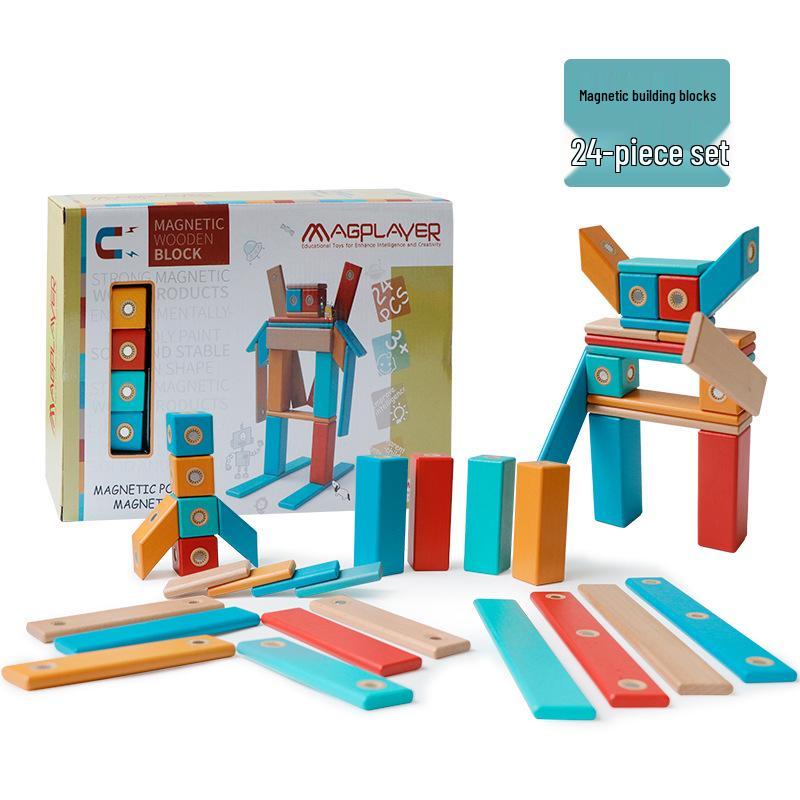 

MagPlayer Wooden Magnetic Building Blocks - Educational Toys for Children