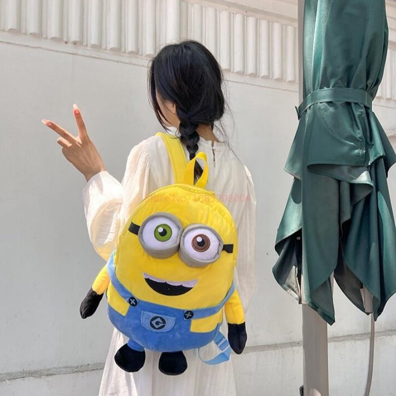 New Cartoon Anime Plush Backpack Minions Doll Large Size School Bag Large Capacity Student Cartoon Backpack Gift