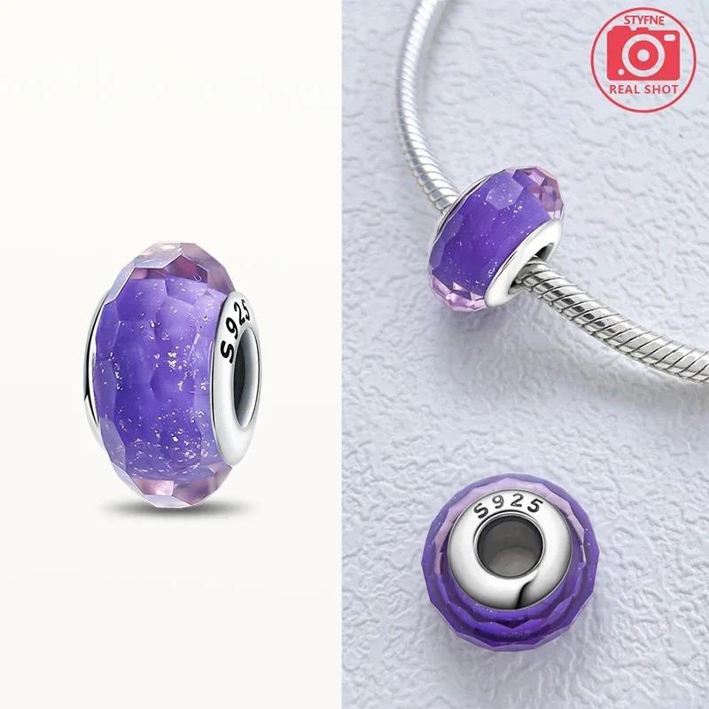 Real Coppercolored Shiny Murano Glass Beads Round Charms Fit Original Bracelet Diy Fine Jewelry Gifts For Women