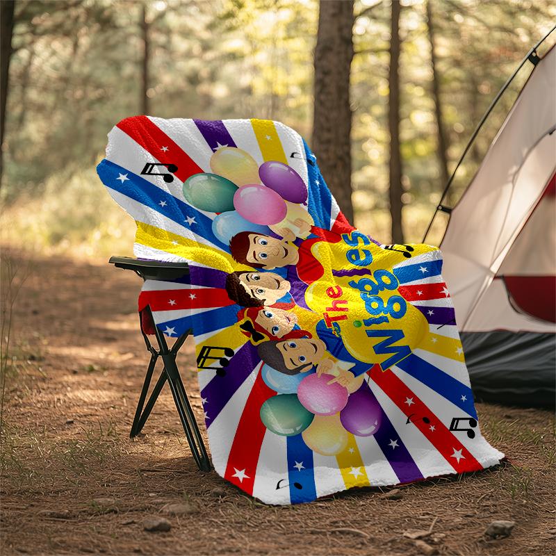 The Wiggles Theme Printed Blanket - Perfect for Couch, Bed, Travel & Outdoor Use | Machine Washable, Cozy & Durable.
