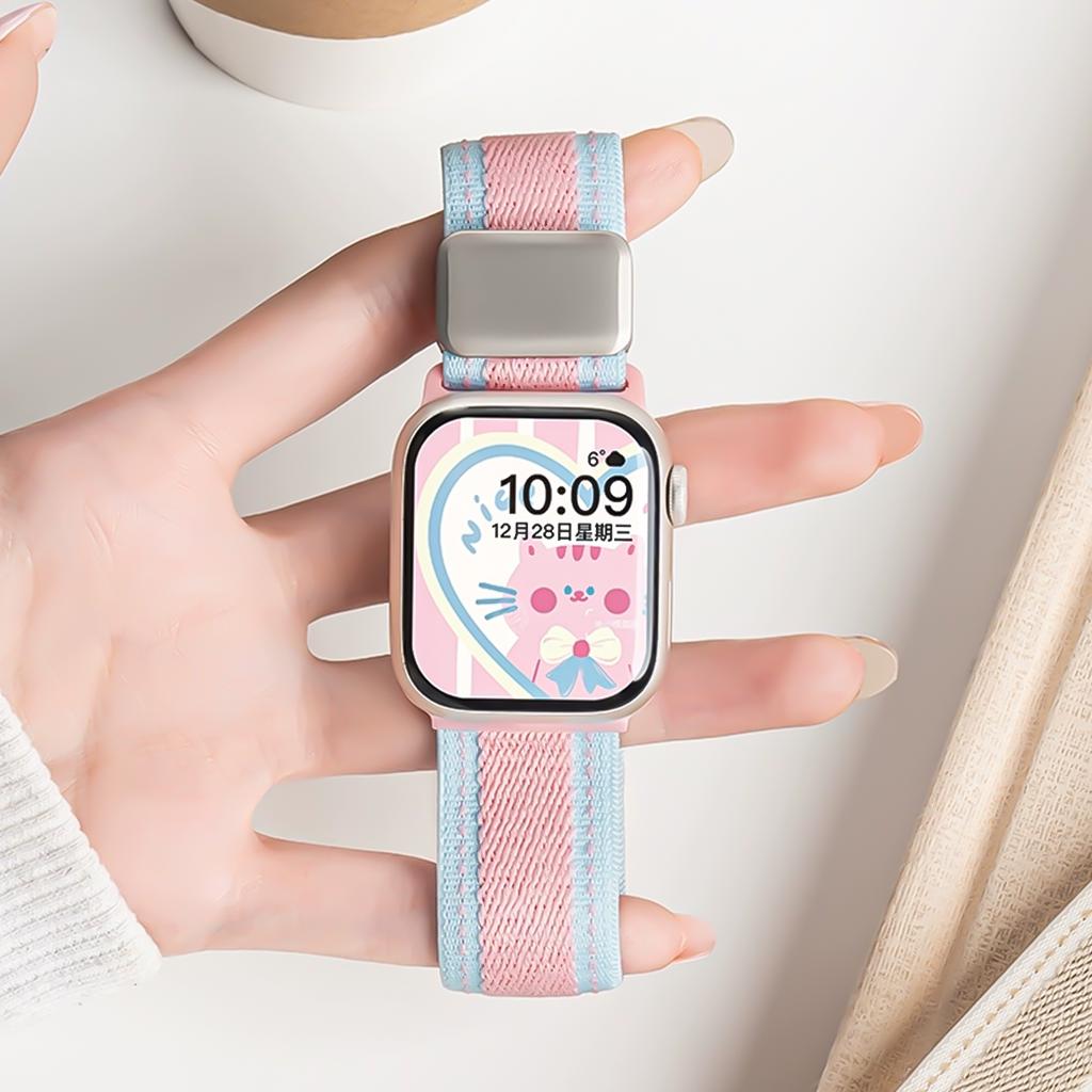 Stijlvolle Nylon Magnetische Band Voor Apple Watch 10 Ultra 9 8 7 Schattige Band Voor iwatch 42mm 46mm 49mm 45 41 40 42 44 38