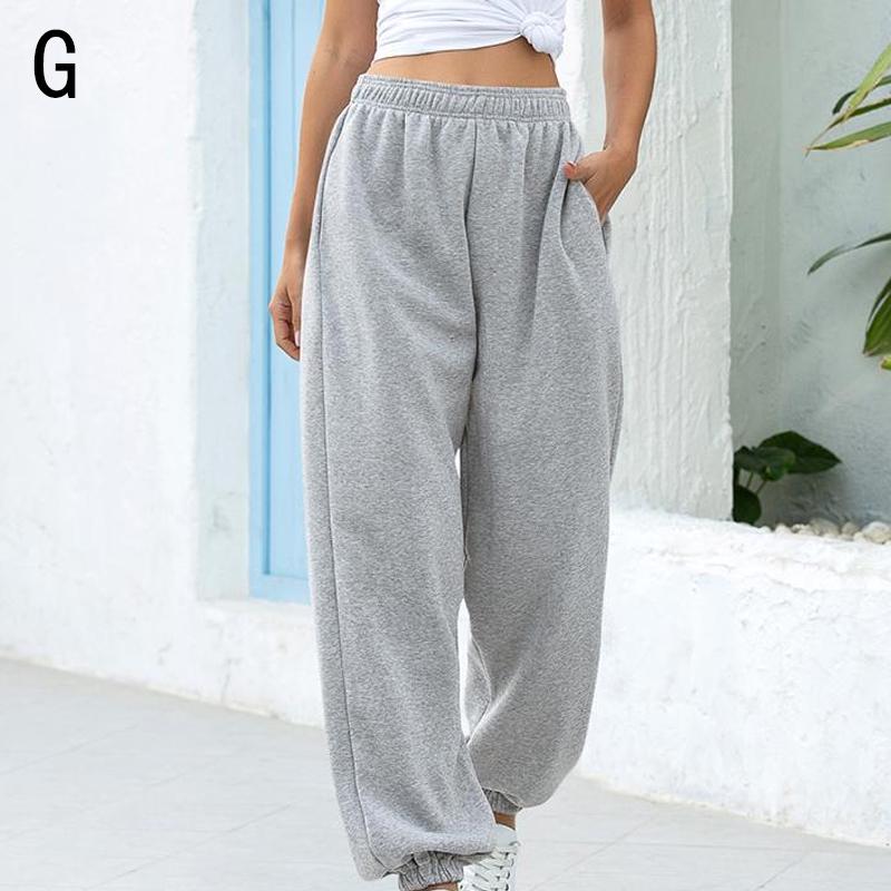 El fin de Houzhou las mujeres de los deportes pantalones coreano de la moda  oversize gris jogging pantalones de chándal holgado 2021 cintura alta  corredores de pantalón blanco hembra \\ Fondos de \u003e