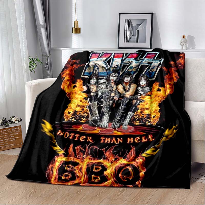 KISS Band Pattern Throw Blanket Light Weight Blanket for Living Room Bedroom Kidsroom Warm Blanket Christmas Gift