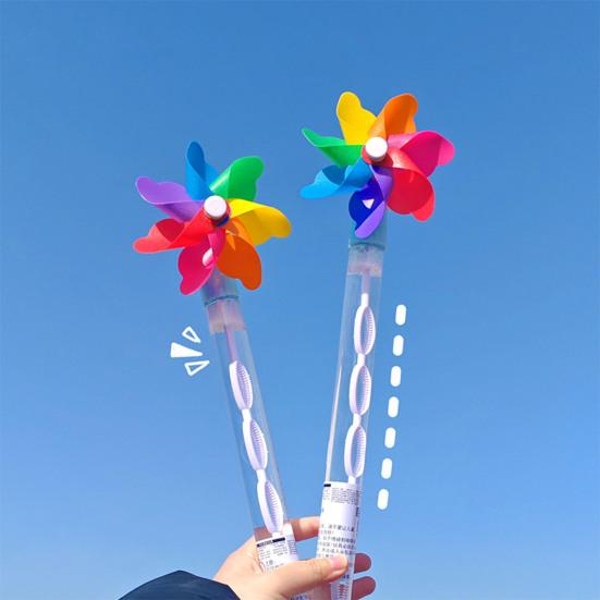 Windmühlen-Seifenblasenstab Große Kapazität Interaktiver Seifenblasenmacher Cartoon Outdoor Sommer Spielzeug für Kinder Seifenblasen-Spielset für Party Picknick Strand