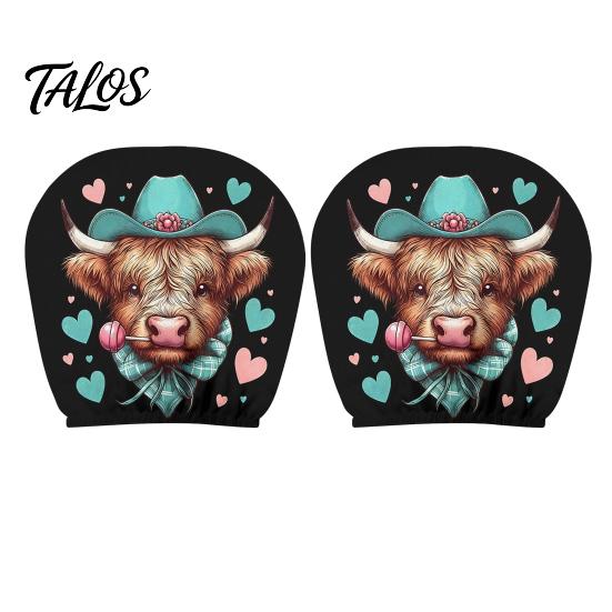 Car Seat Headrest Covers for Men Women 2Pcs Halloween Covers, Scottish Highland Cow Face Easy Install Vehicle Protector, Breathable Auto Decor