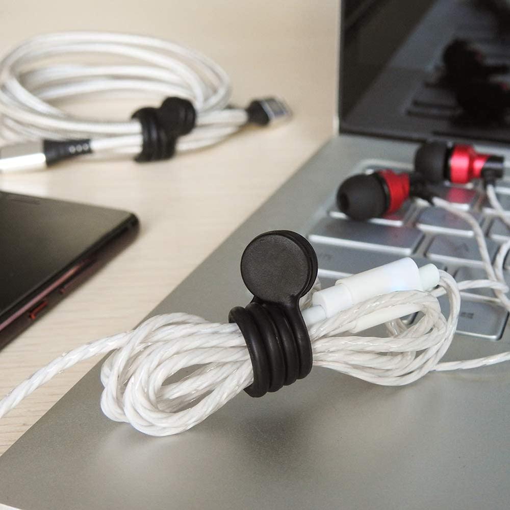 20Pcs Black Reusable Silicone Magnetic Cable Ties Twist Ties For Bundling Wrap