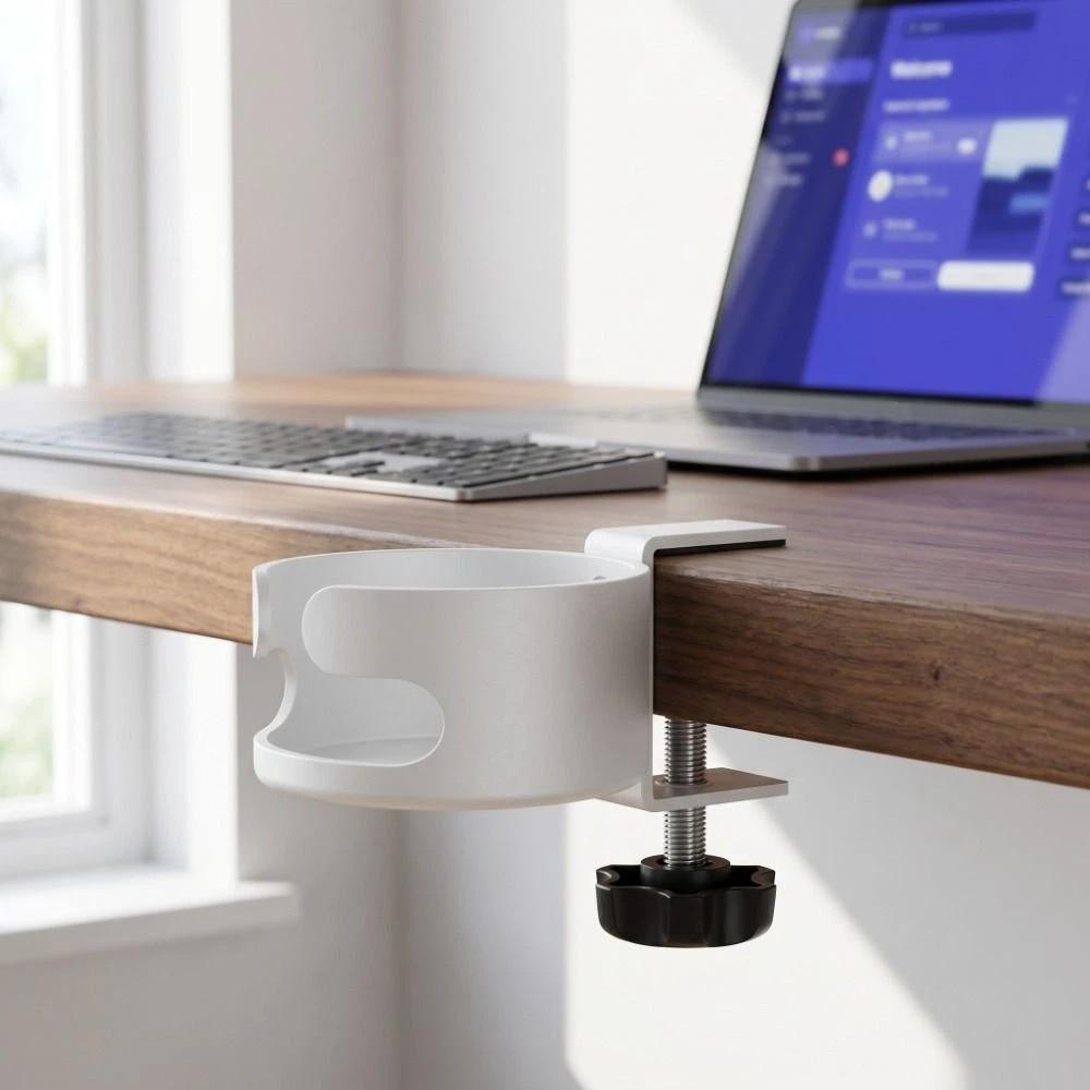 Clip On Design Table Edge Drink Mount Adjustable Desk Cup Storage Rack Home Use