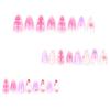 24PCS Short Almond Fake Nails Pink Ombre 3D Floral Nail Art ABS Plastic & PET Cover Matte Gradient Design for Women Daily Party Wedding