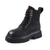 Women's Shoes 2024 Brand Side Zipper Women's Boots Fashion Cross Lacing Office and Career New Round Toe Rivet Mid-Calf Boots