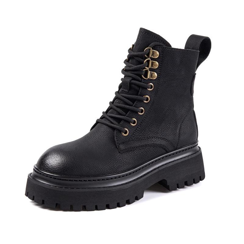 Women's Shoes 2024 Brand Side Zipper Women's Boots Fashion Cross Lacing Office and Career New Round Toe Rivet Mid-Calf Boots