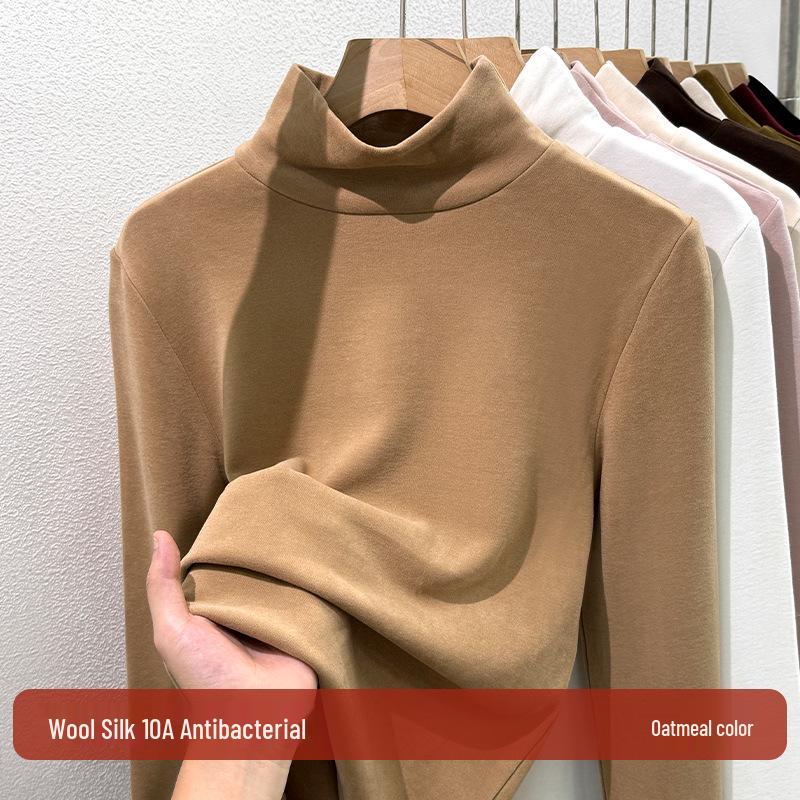 Women's 2025 Warm High-Neck Base Layer Top, Thickened Silk with Lambswool Lining