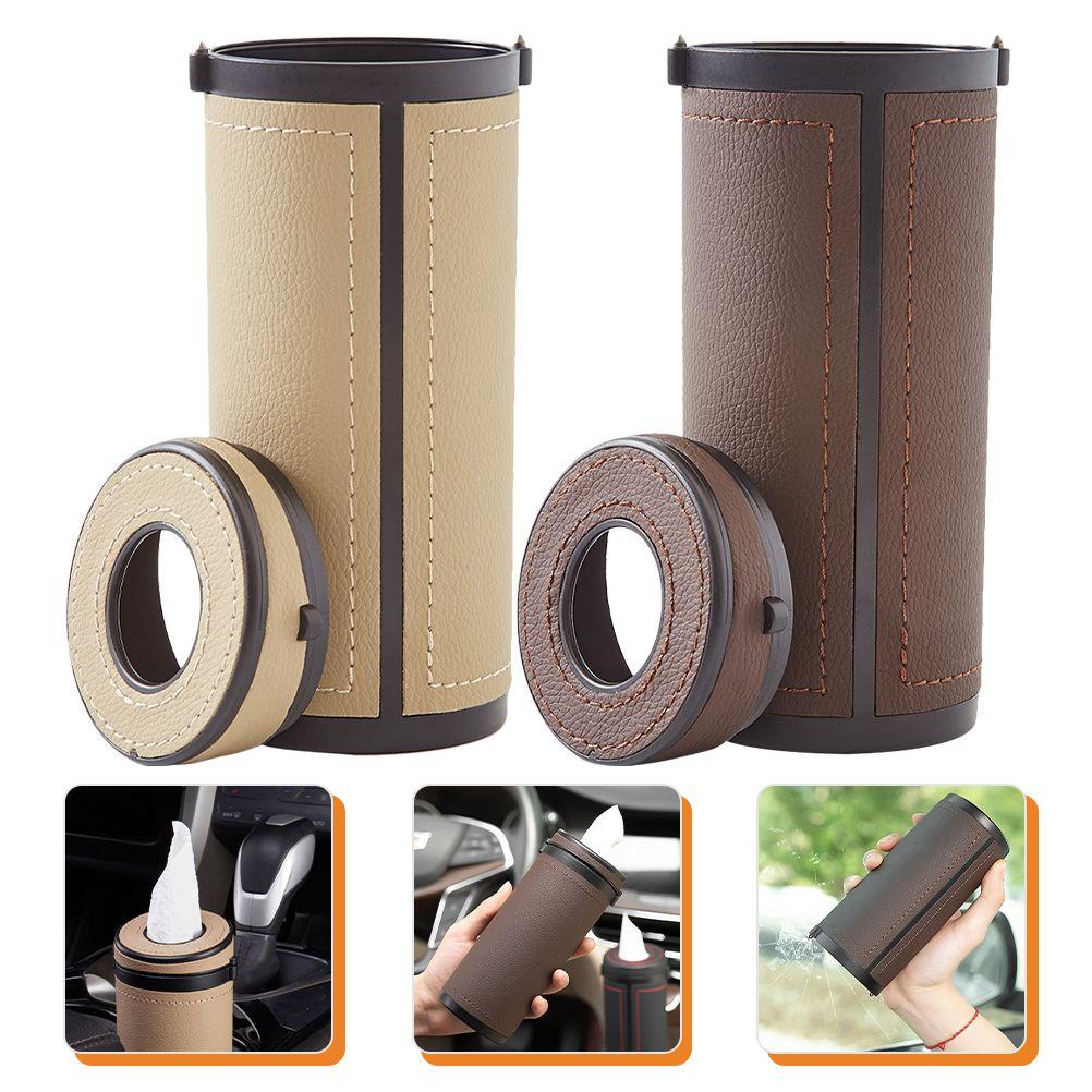 2 Stück Auto Taschentuchbox Runde Röhre ABS Abdeckung Multifunktionaler Papier Serviettenhalter Spender Reise Zylinder Aufbewahrung