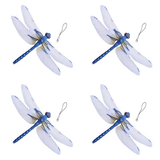 3D Simulation Dragonfly Outdoor Fake Dragonfly with Keychain Artificial Insect Model for Garden Yard Courtyard Patio Flower Beds