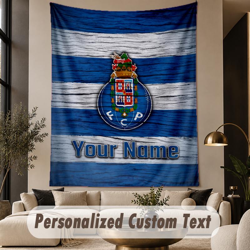 Custom Text Tapestry FC Porto Print Wall Tapestry Indoor Living Room Wall Decor