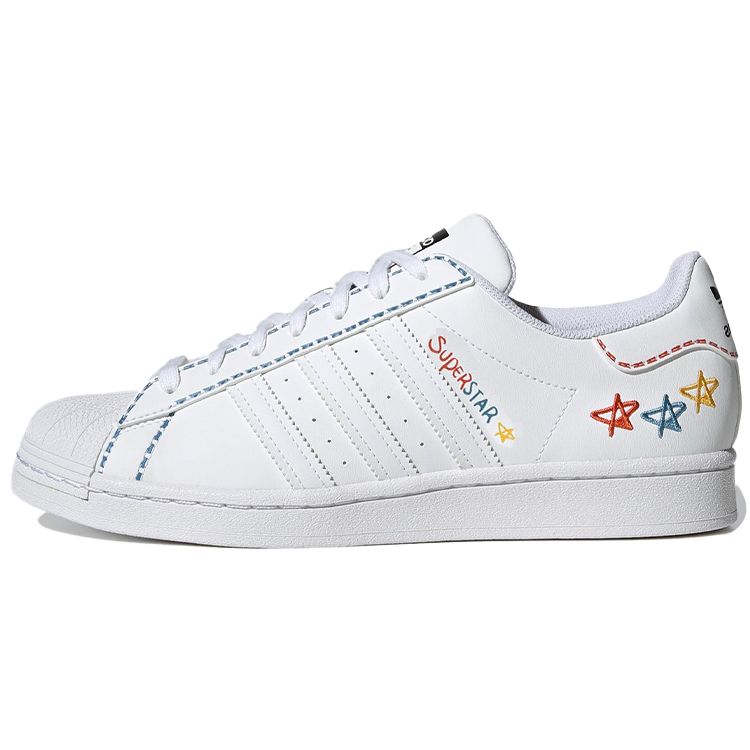 Adidas Originals Superstar Series Casual Breathable Low-Top Skate Shoes Unisex Sneakers White Blue Yellow GZ3034