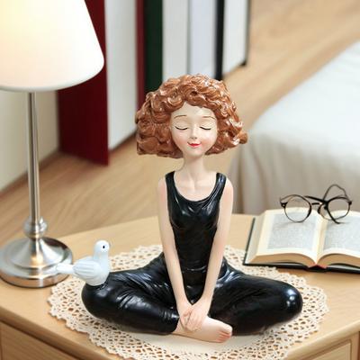 1 Stück 5,11 Zoll kreative Heim-Yoga-Ornament für Mädchen, geeignet für Einweihung/Weihnachten, handbemalte Kunstharz-Handwerksarbeiten