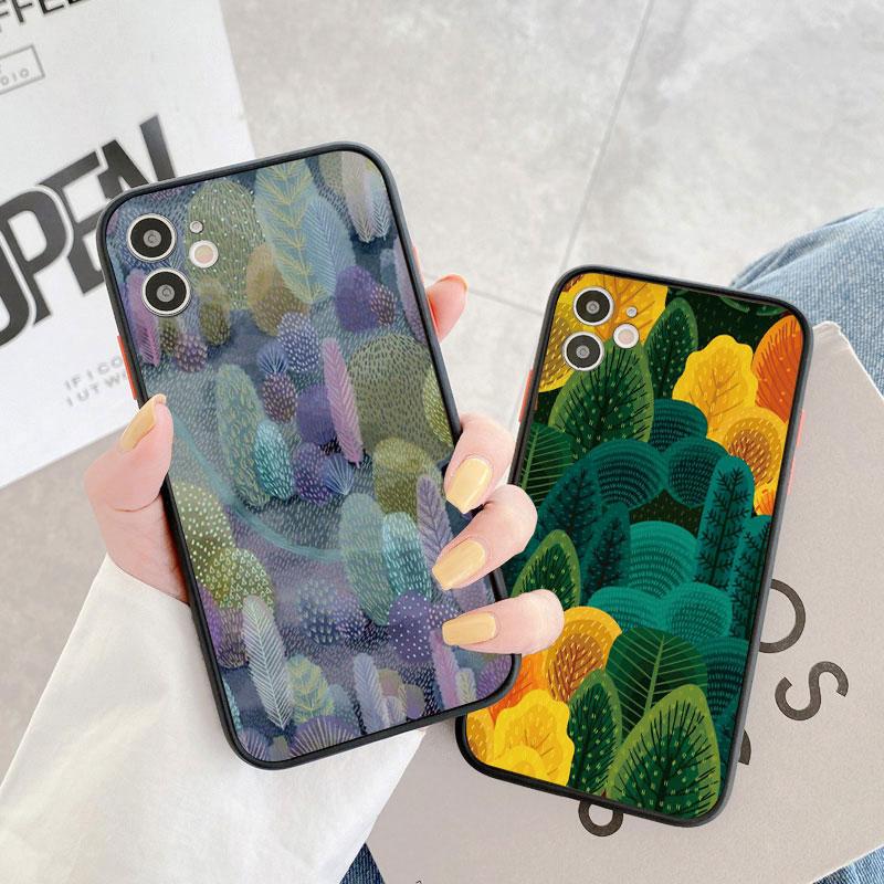 Colorful Tropical Forest Leaves Trees Hand Printed Phone Case For iphone 7 8 Plus SE 2020 11 12 13 14 Pro Max X XS XR Back Cover