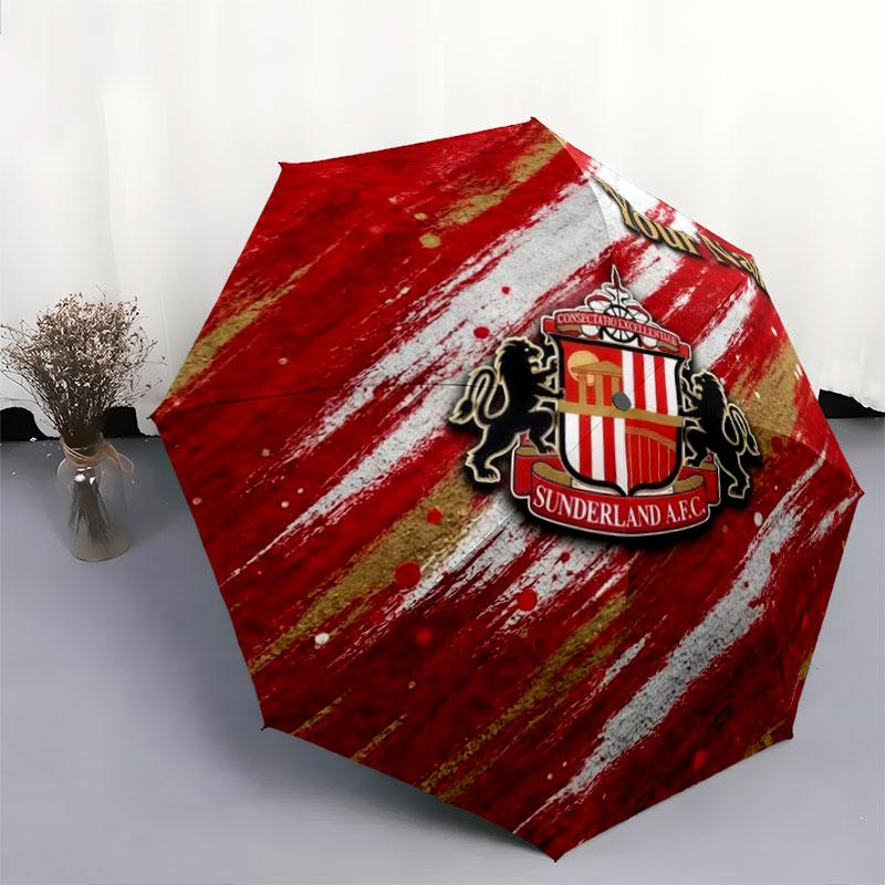 1 PC Automatic Folding Umbrella - Sunderland A.F Custom Name Pattern, Portable & Foldable Design with 8 Ribs, Christmas Birthday Gifts