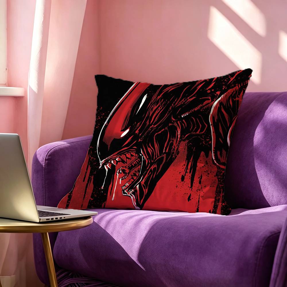 Horror Movies Alien Film Pillow Case Square DoubleSided Sofa Cushion Cover Bedroom Bedside Pillow