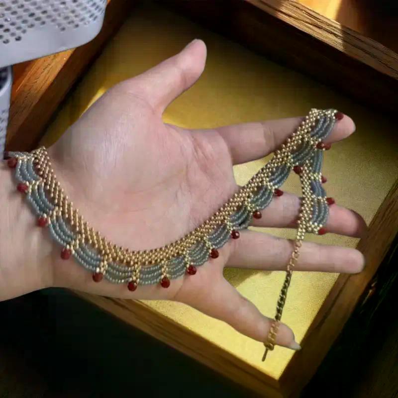 Antiquity Chinese Style Beads Necklace Hanfu Accessories Ethnic Style Horse Face Skirt Decorative Jewelry Gift