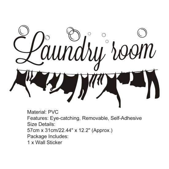 Laundry Room Decals Convenient Reusable Eco-friendly Laundry Room Sticker Strong Stickiness Vinyl Sticker Laundry Room Sticker