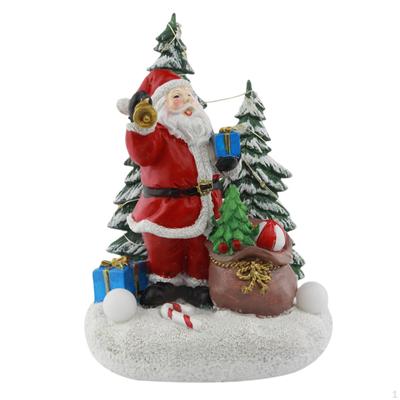 Christmas Figurine Santa Claus Statue Crafts with LED Lights for Home Decor Ornament Sculpture