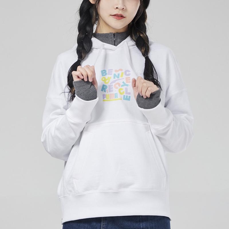 Puma Downtown Graphic Hoodie Women Tops White 531437-02