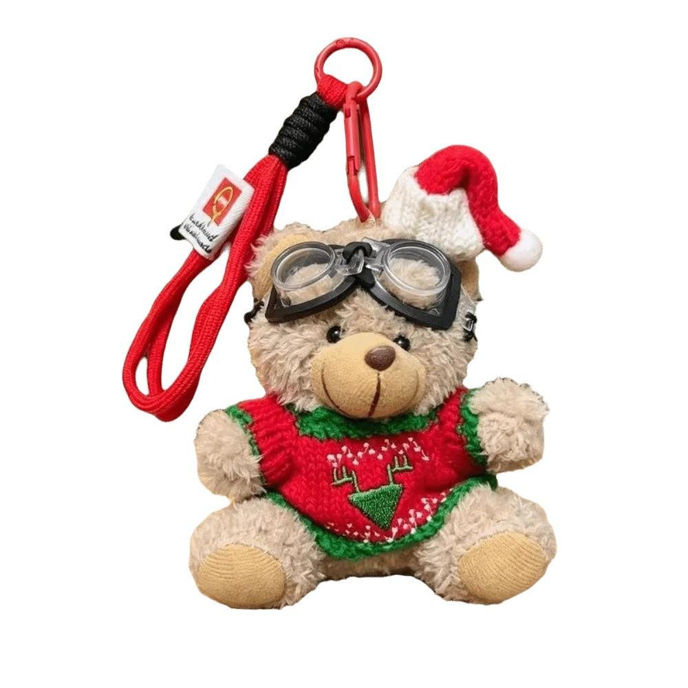 Stuffed Animal Goggles Plush Pendant Soft Fleece Christmas Doll Keychain  Winter Party
