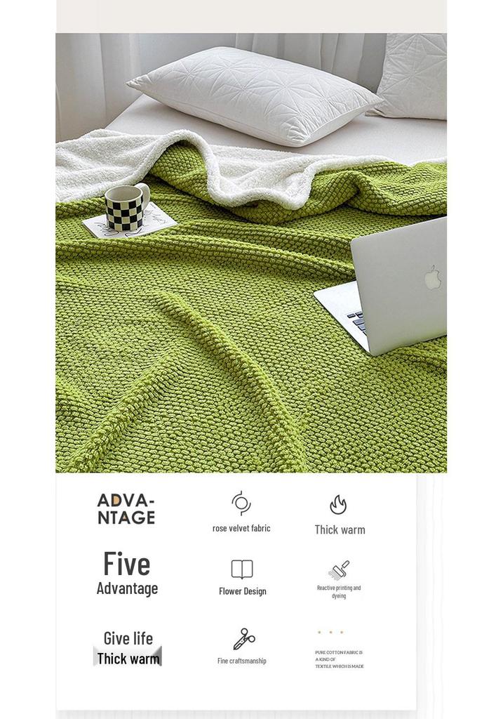 Winter Double-Layer Lambswool Flannel Blanket for Office or Nap Use