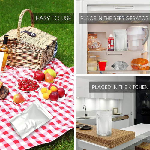 Rice Storage Bags, 5-Pack, 3kg Capacity, Vacuum Storage Containers, Aluminum Zippered Bags for Coffee Beans, Cereal, Nuts, Coffee, Tea, Refrigerator S