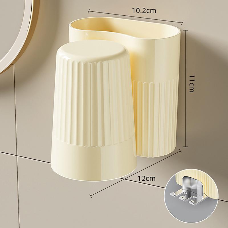 Étagère Murale Porte-Brosses à Dents Sans Perçage Salle de Bain Multifonctionnel Support à Dentifrice Rangement Tasses Rince-Bouche