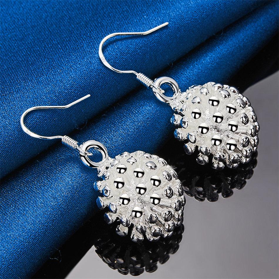 Charm 925 Sterling Silver Exquisite Sea Urchin Earrings for Women Fashion Wedding Party Jewelry Accessories