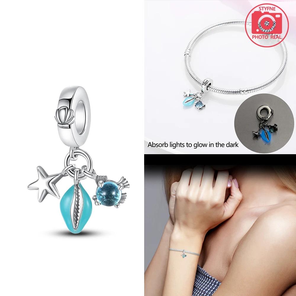 New Copper Colors Marine Shell Luminous Pendant Fit Copper Colors Original Bracelets Diy Birthday Jewelry Gift