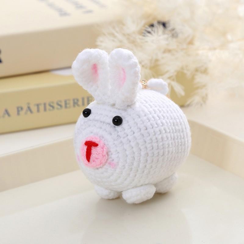 Funny Animal Doll Series Crochet Keychain Creative Knitting Animal Doll Keyrings For Bag Pendant Cute Puppy Knitted Car Keyrings