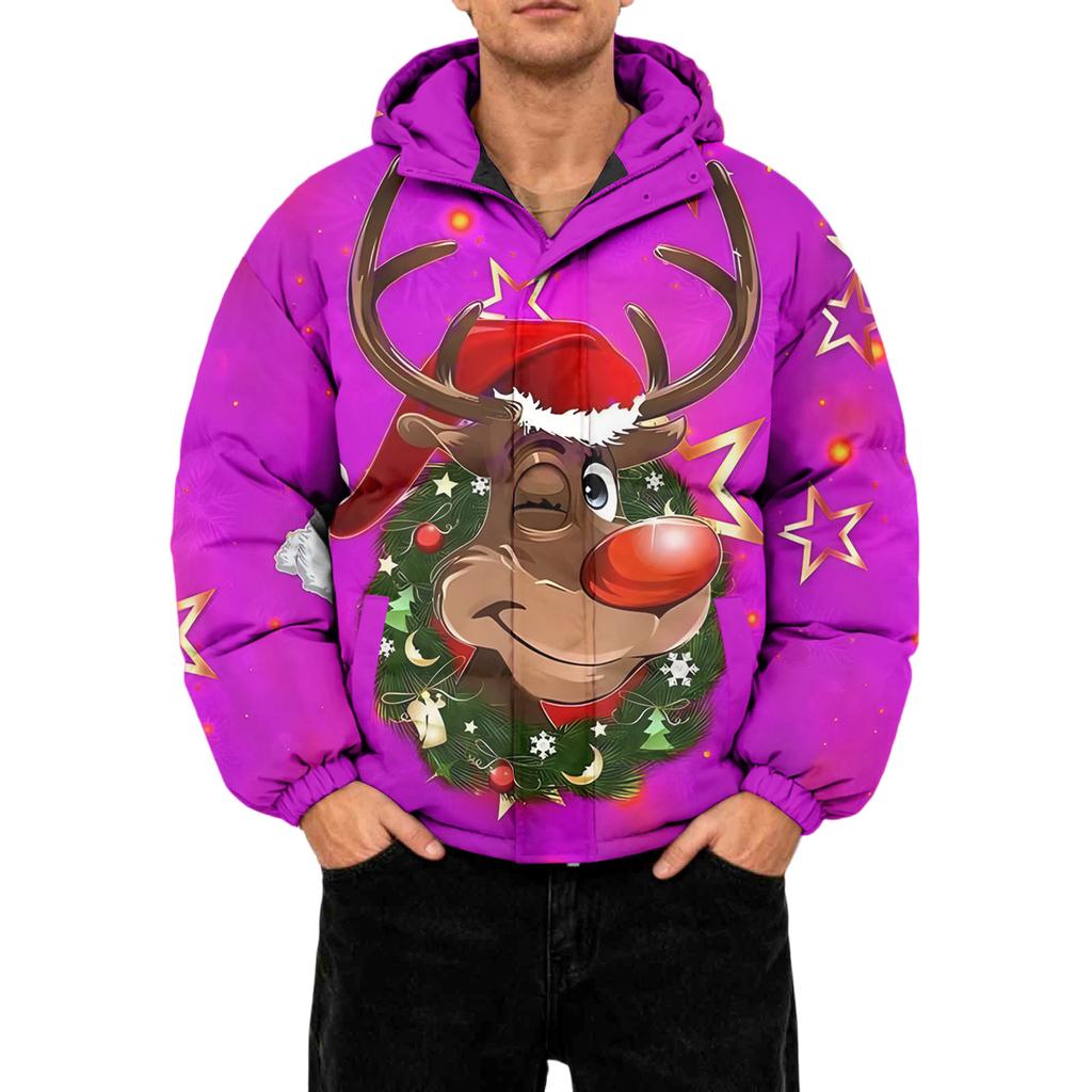 Men's Oversized Casual Down Jacket With Long Sleeves And Hood