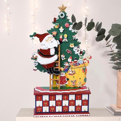 Christmas Wooden Advent Calendar Xmas Tree Adults Kids with Storage Drawers Decoration