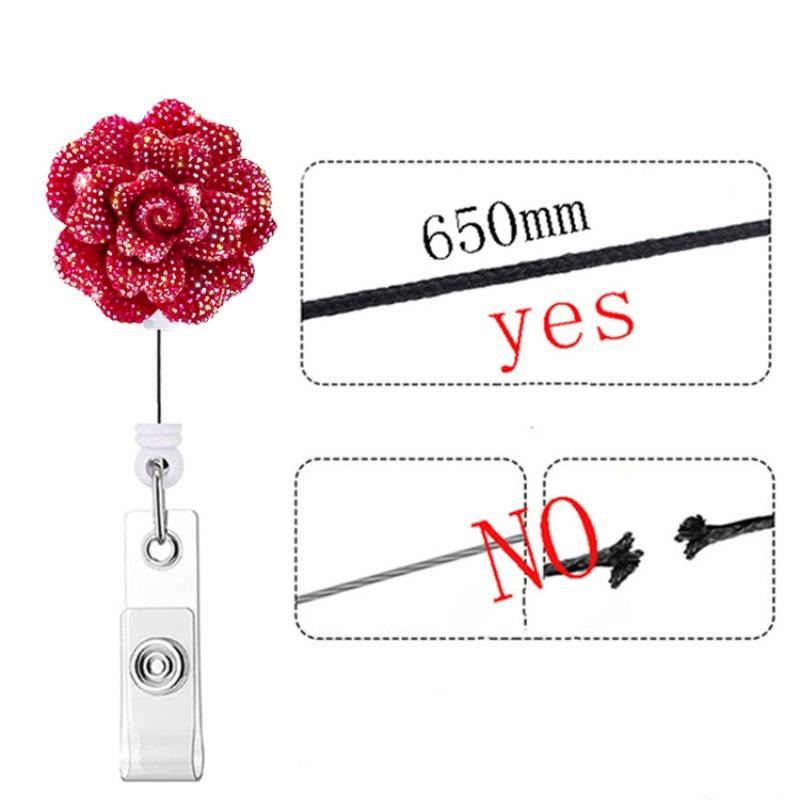 Resin Shiny Flowers Retractable Easy-to-pull Buckle Rotating Easy-to-pull Certificate Buckle Nurse Scroll Badge