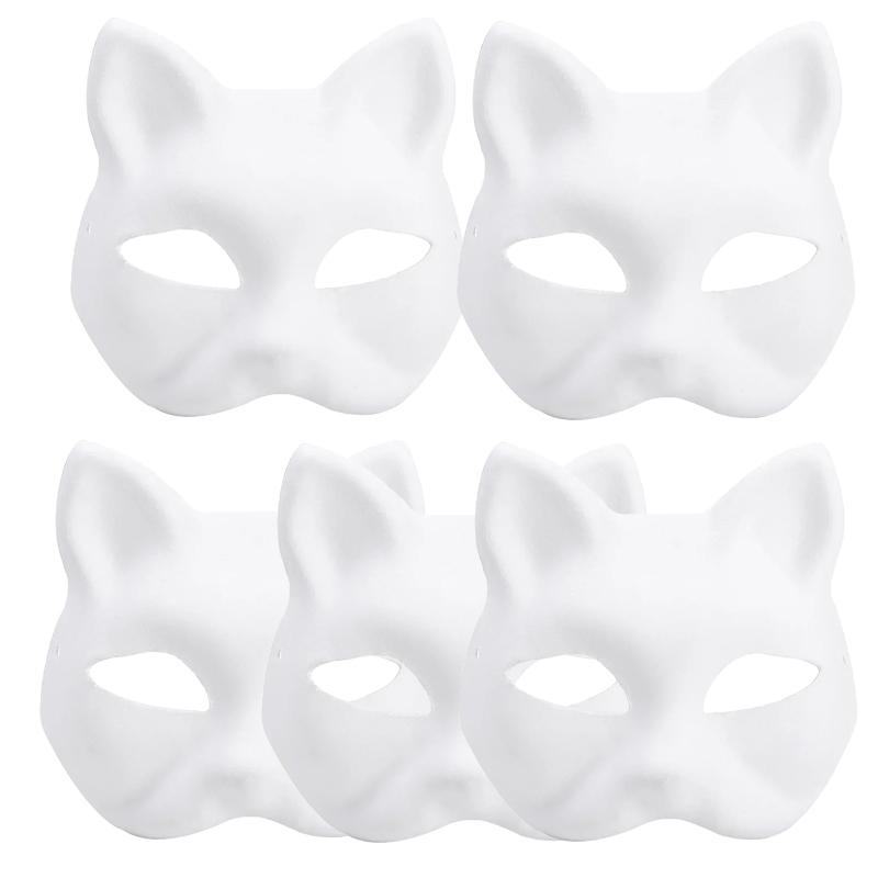 

Японская Маска Бумажная Маска-Заготовка Хэллоуин Косплей Кот DIY Раскрашиваемая Маска на Половину Лица Маскарадное Животное Декор Вечеринки Поделка Реквизит