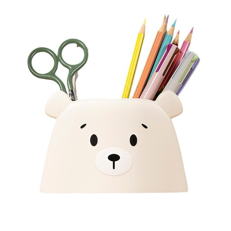 Free Bear Cute Pen Holder, Simple Gift Storage Creative Plastic Stationery