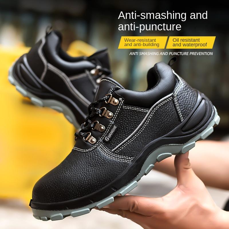 Labor Insurance Shoes Anti-smashing and Anti-piercing Cowhide Wear-resistant Construction Site Workshop Anti-compression Safety Work Shoes