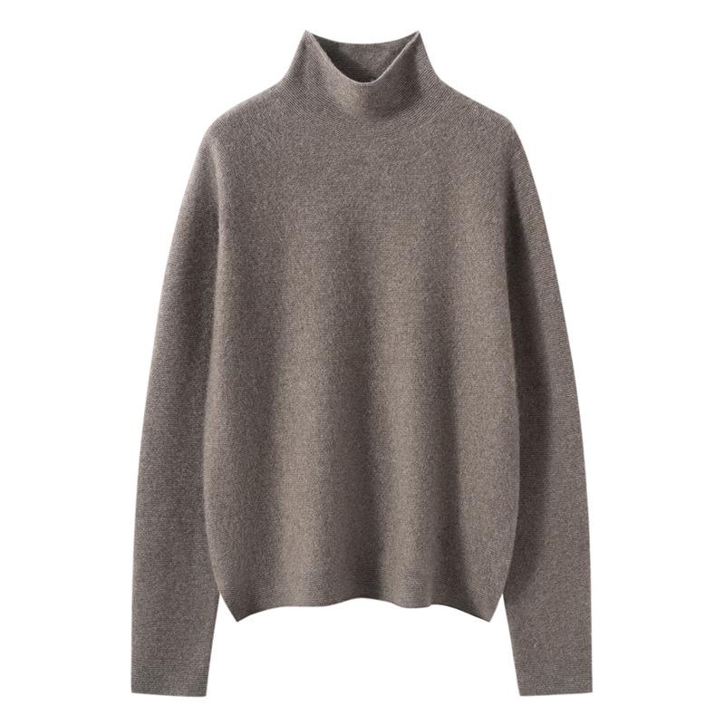 Women's Cashmere Half-High Neck Sweater - Warm Knitted Base Layer for Autumn & Winter