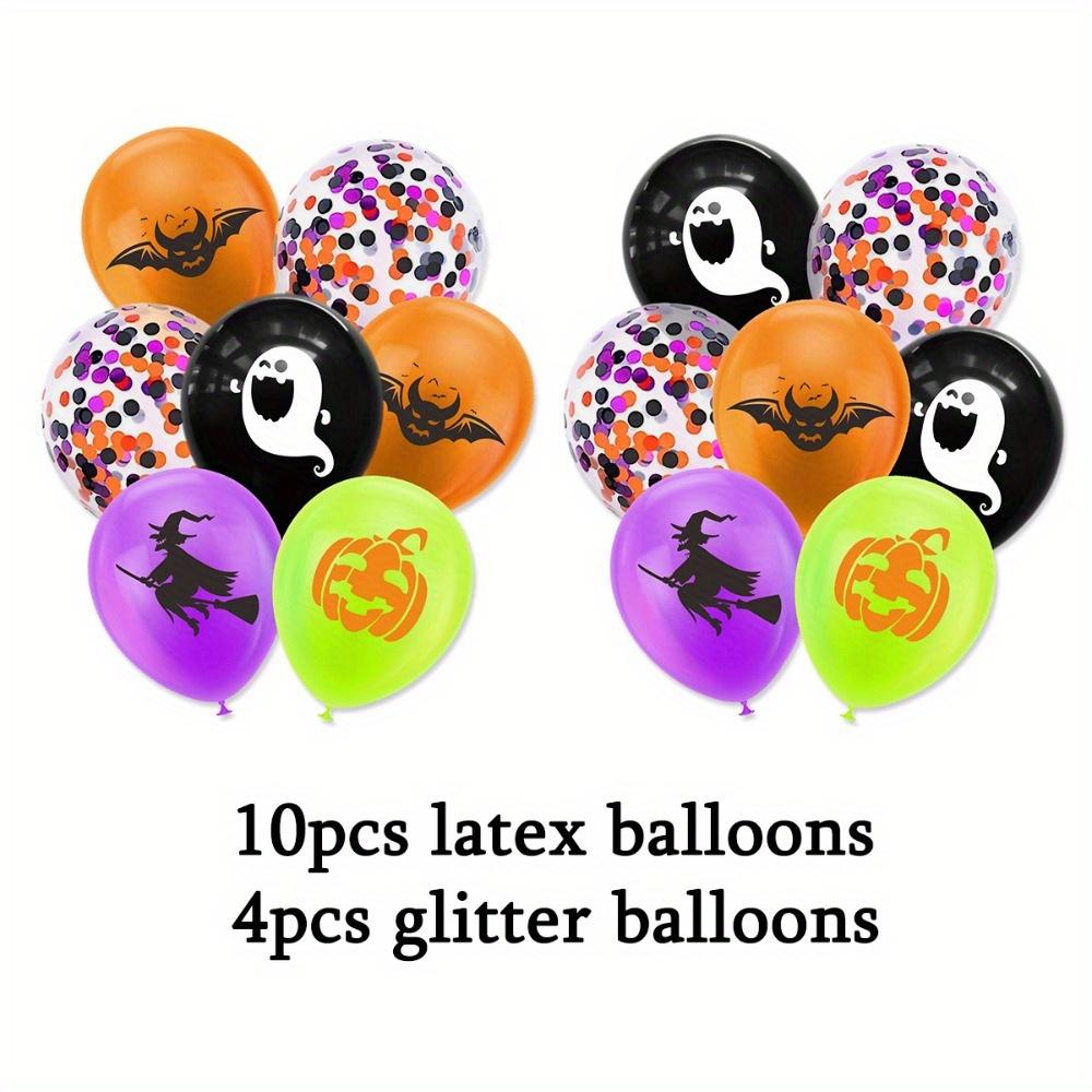 2sets Halloween Party Decorations Balloon Banner Paper Pompom Cake Topper Hanging Swirl Halloween Hanging Swirl Streamer for Halloween Happy
