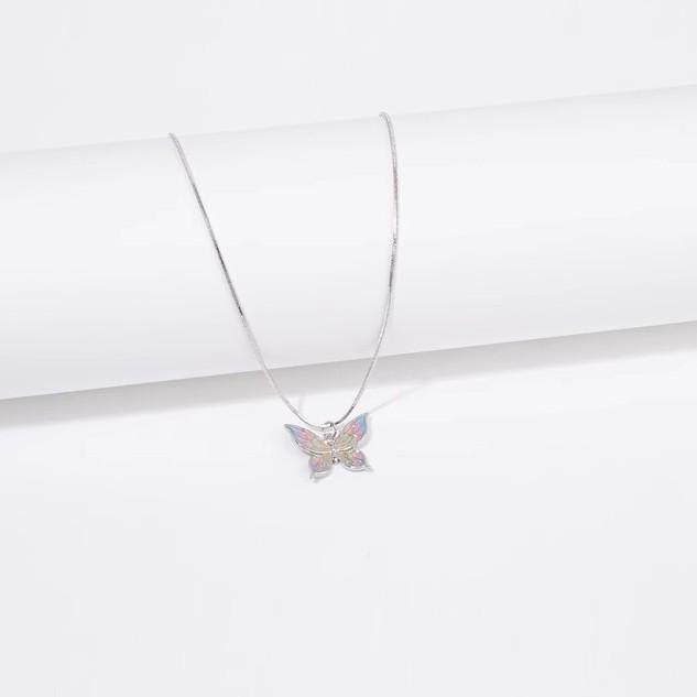 Rainbow After Rain: Colorful Butterfly Necklace with Exquisite Design - High-End Feel Clavicle Chain for Women’s Summer