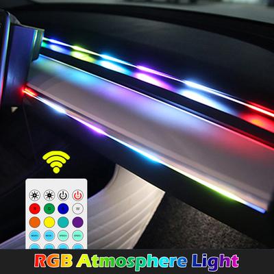 Car RGB Led Light Strip App Control Music Rhythm Sensing Lamp Car Interior Decoration Atmosphere Lights with Remote Control 12V