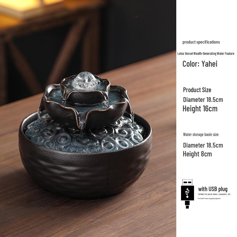 Kolo bohatství Feng Shui: Stolní vodní fontána s tekoucím míčem pro hojnost